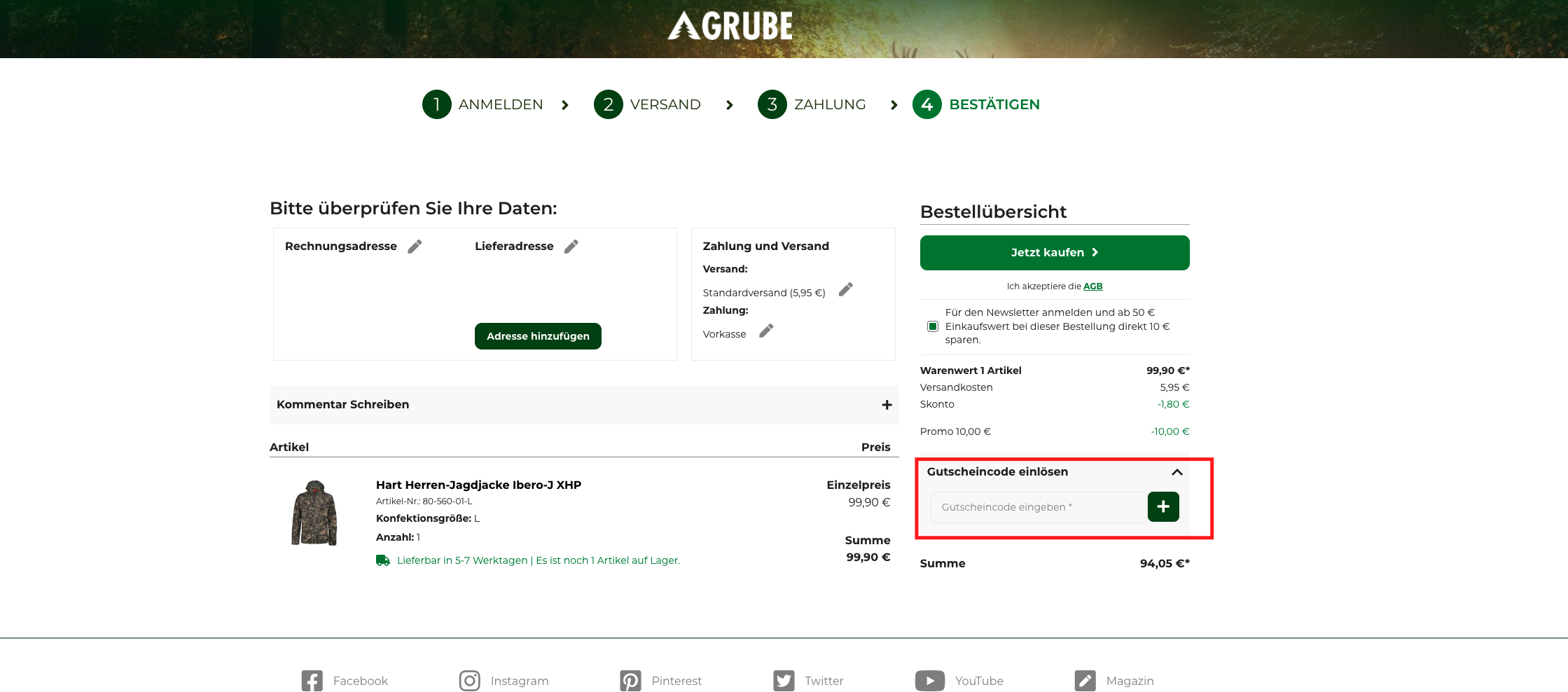 Grube Rabattcode