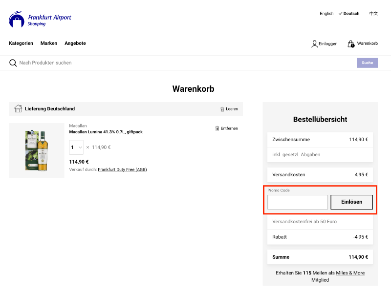 Frankfurt Airport Shopping Rabattcode