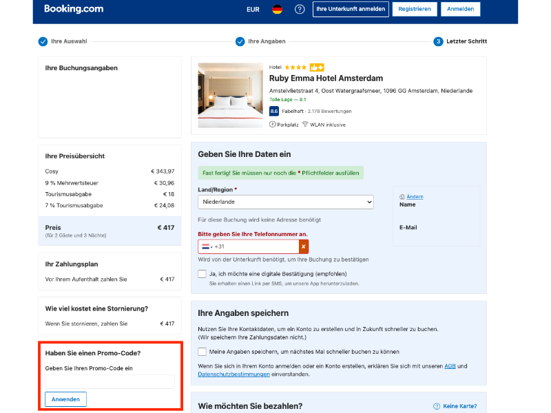 Booking.com Rabattcode