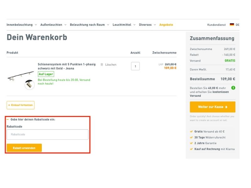 Lampen und Leuchten Rabattcode