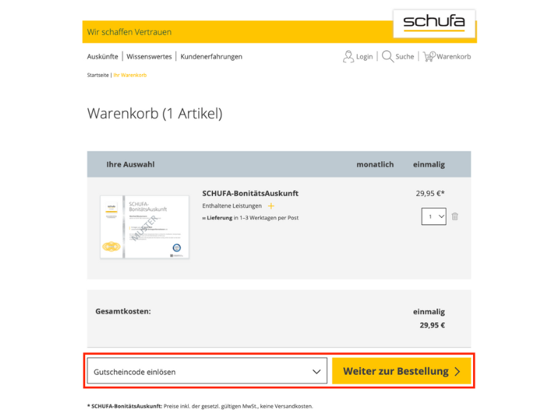 MeineSCHUFA Rabattcode