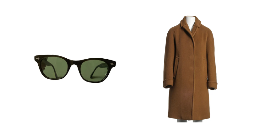 gebrauchte Moscot-Sonnenbrille und Burberry-Jacke