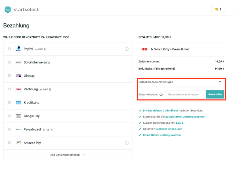 Startselect Rabattcode